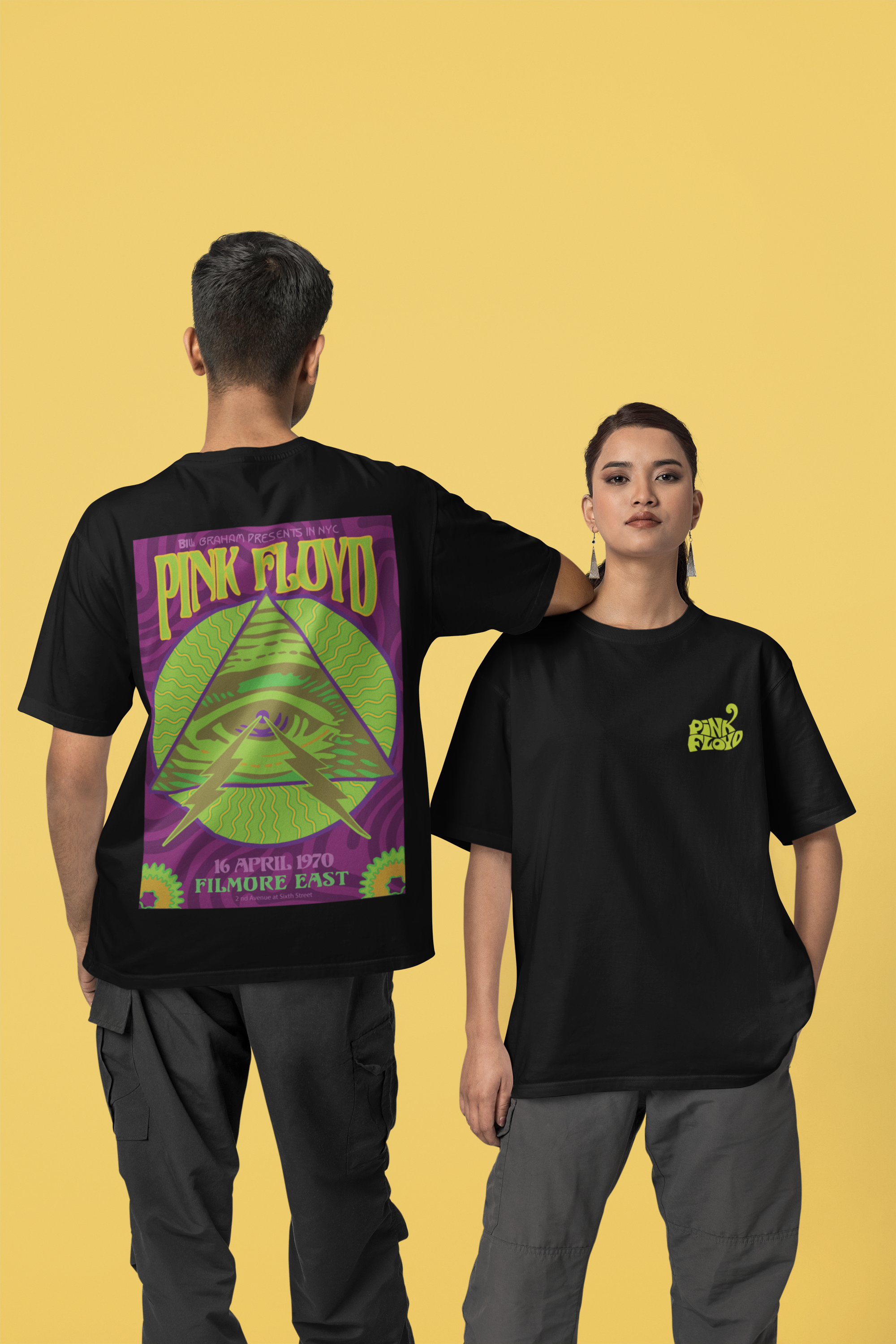 Pink Floyd Oversized T-Shirt Black Purple