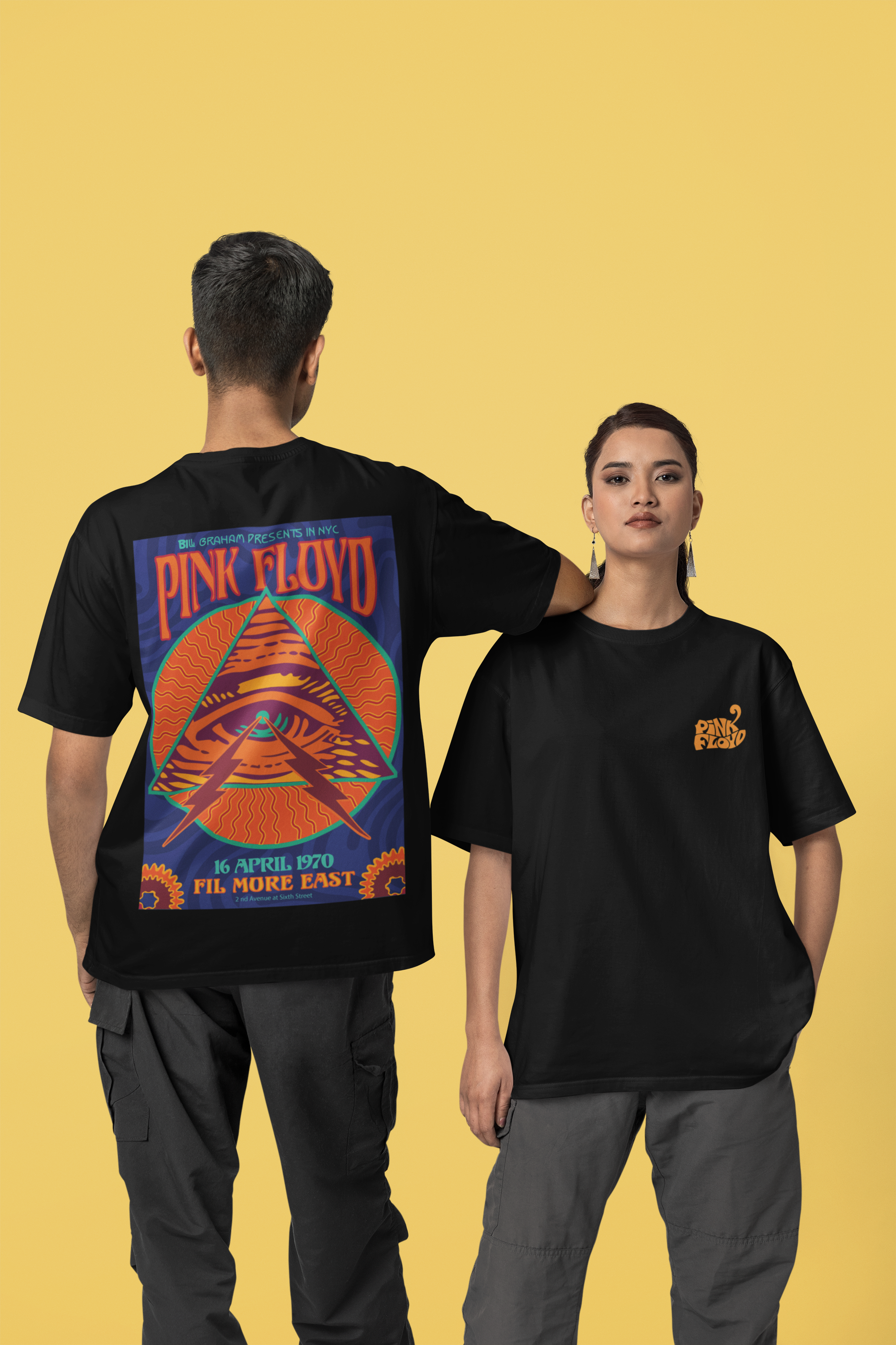 Pink Floyd Oversized T-Shirt Black Orange