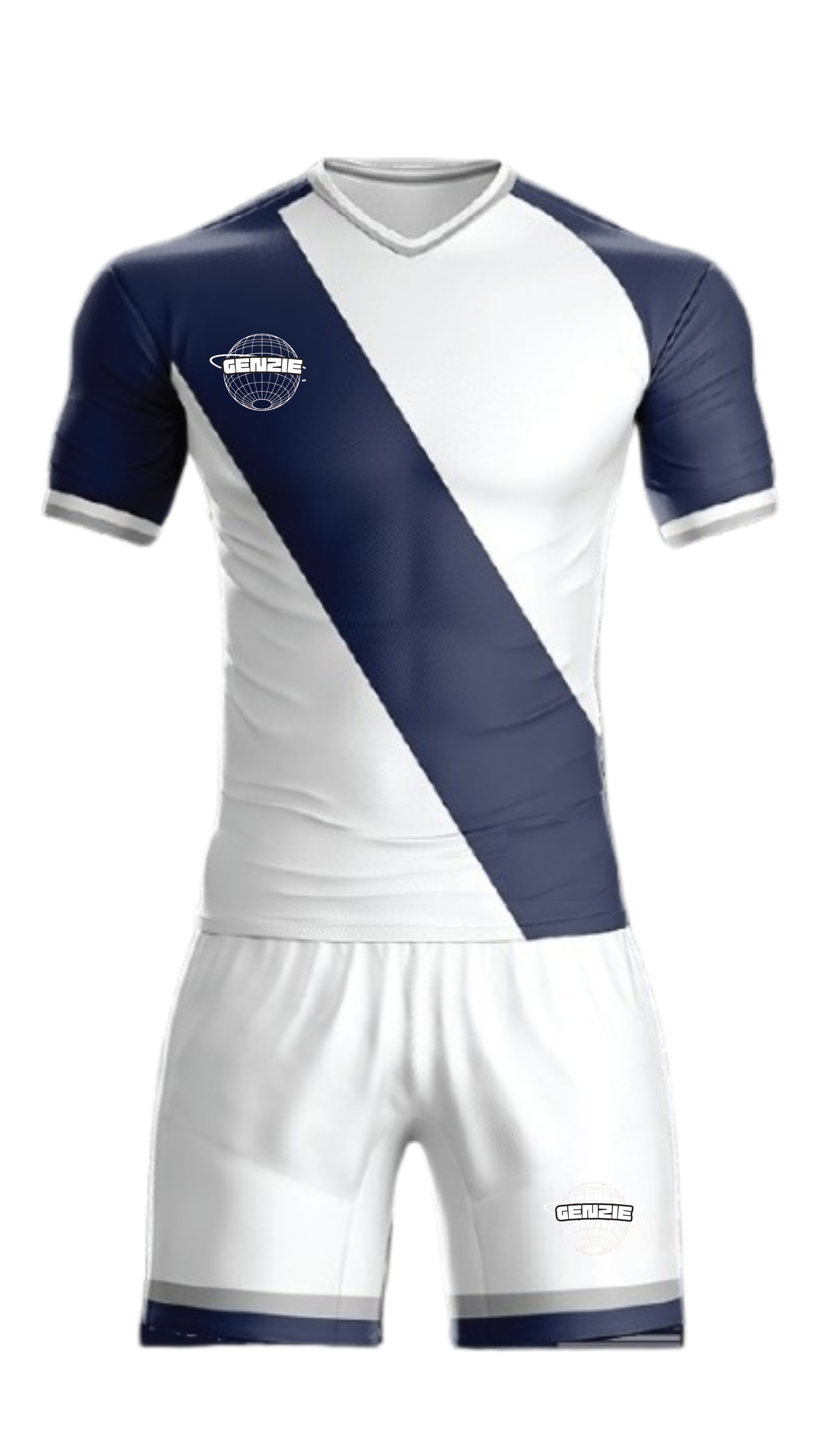 White Blue Diagonal Stripe Customised Jersey