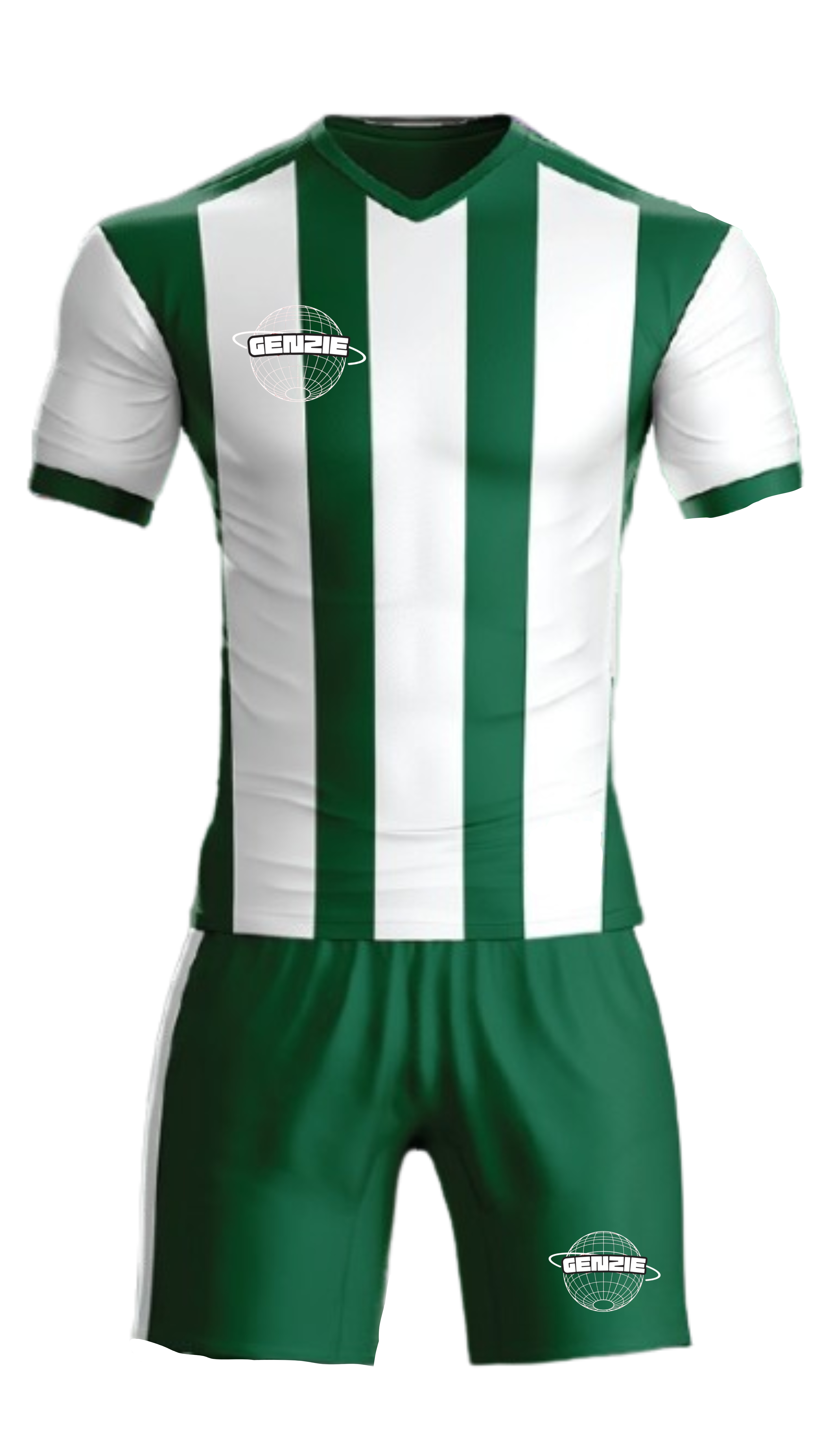 White Green Classic Stripes Customised Jersey